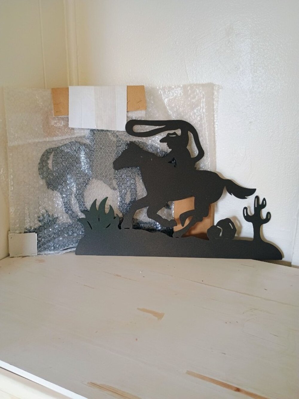 Rustic metal cowboy and horse silhouette western wall art decor